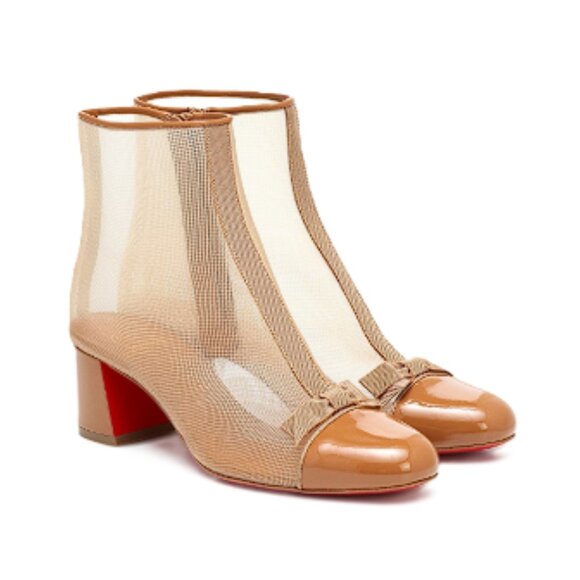 Christian Louboutin Shoes - CHRISTIAN LOUBOUTIN Women's Checkypoint Mesh Ankle Boots Size EU 40 In Beige